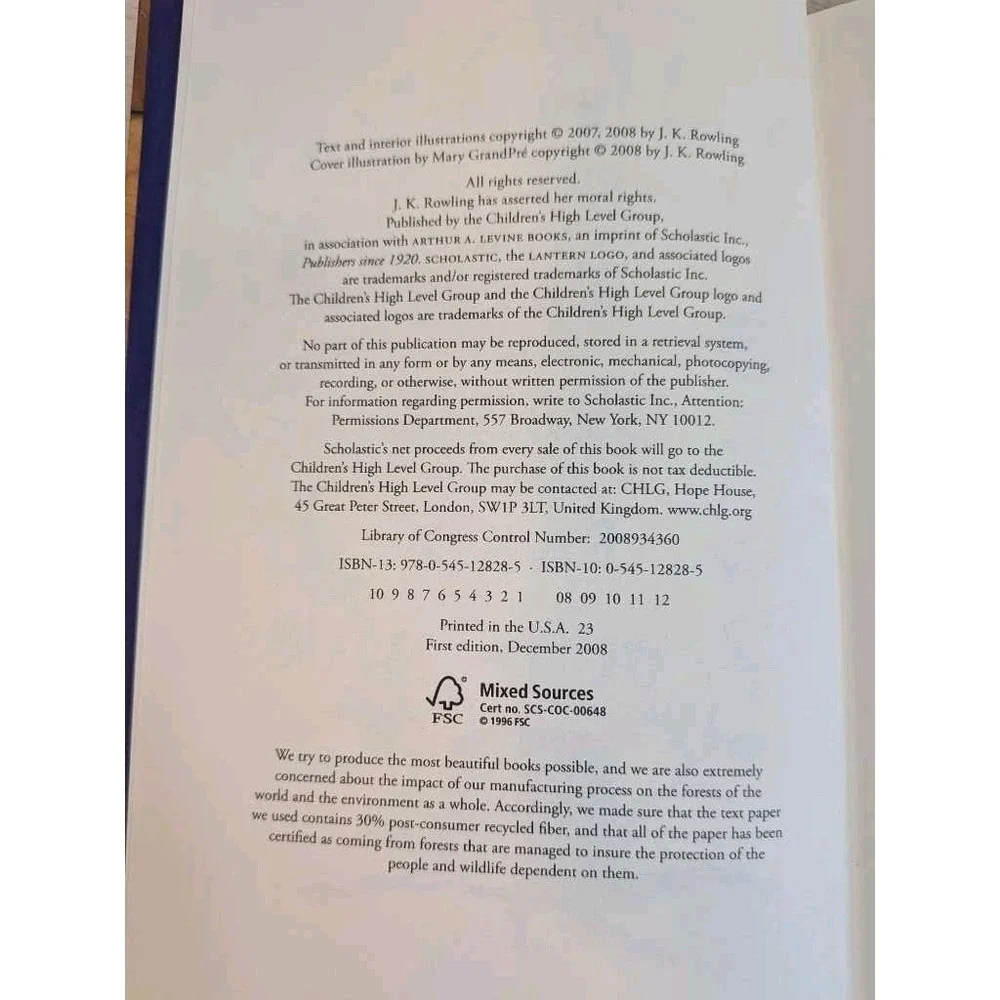 Harry Potter The Tales of Beedle the Bard J.K. Rowling Hardcover Book 1st Editio
